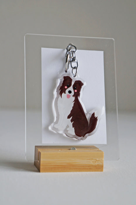 Border Collie Epoxy Keychain