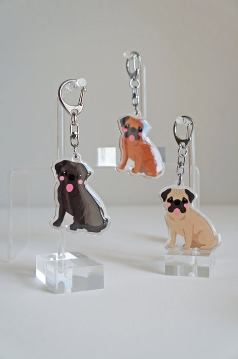 Pug Epoxy Keychain