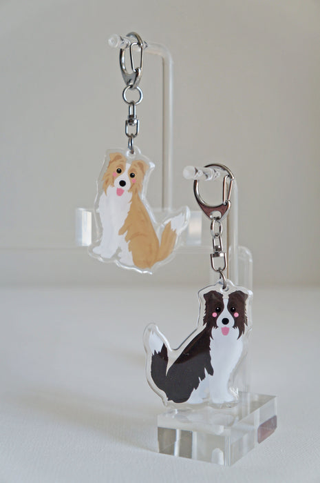 Border Collie Epoxy Keychain