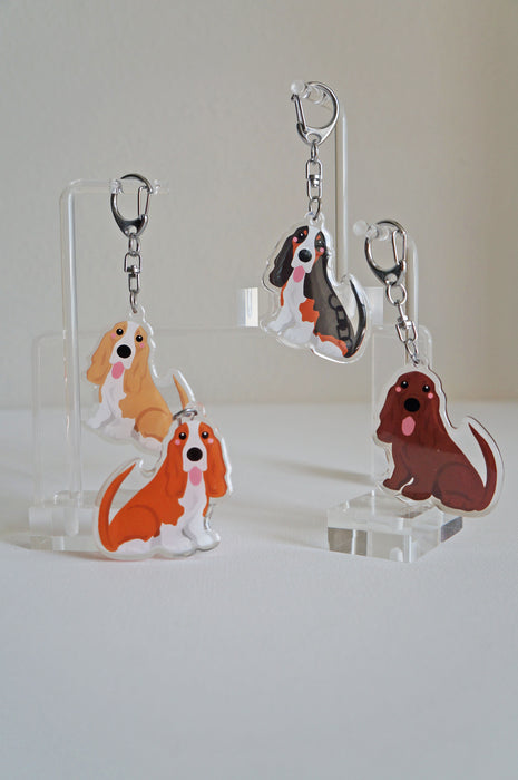 Basset Hound Epoxy Keychain