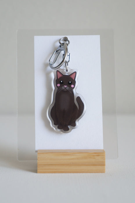 Dark Grey Cat Epoxy Keychain