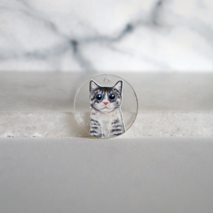 Silver with Blue Eyes Cat Charm