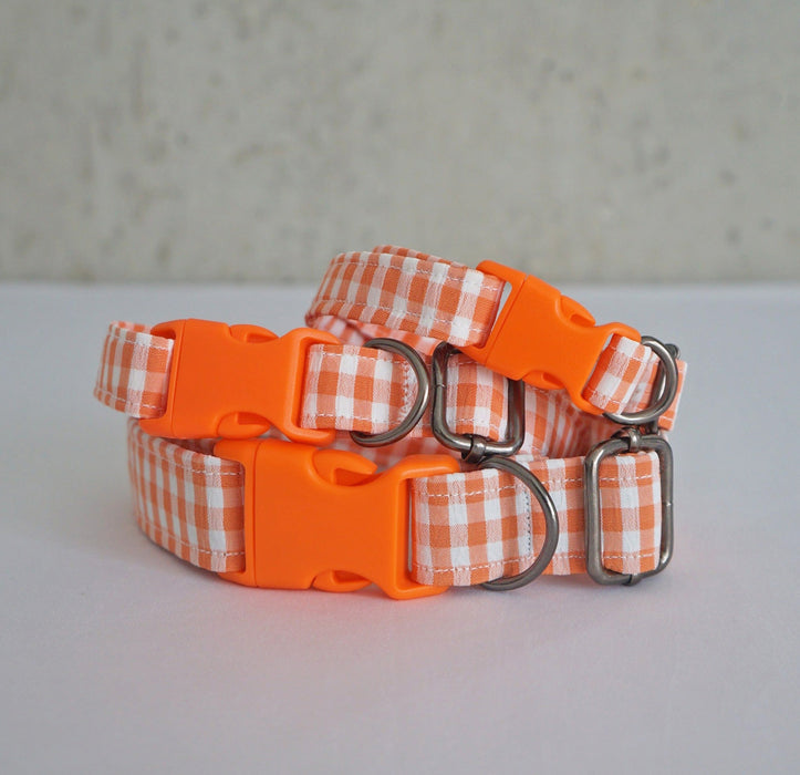 Orange Plaid Dog Collar