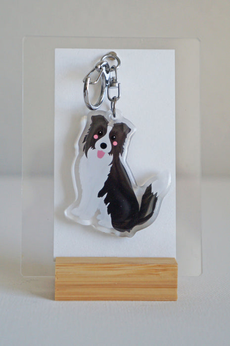 Border Collie Epoxy Keychain