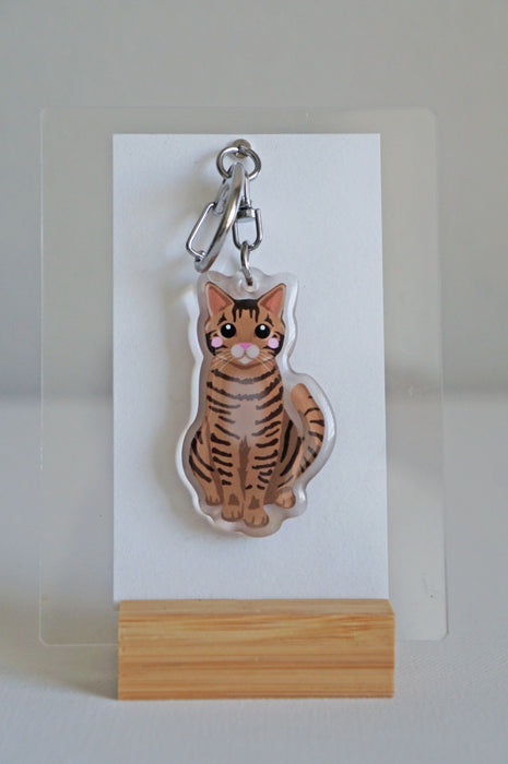 Brown Tabby Cat Epoxy Keychain