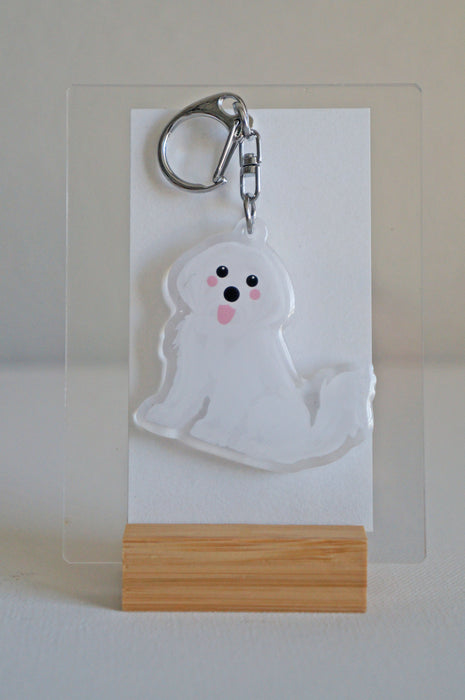 Maltese Epoxy Keychain