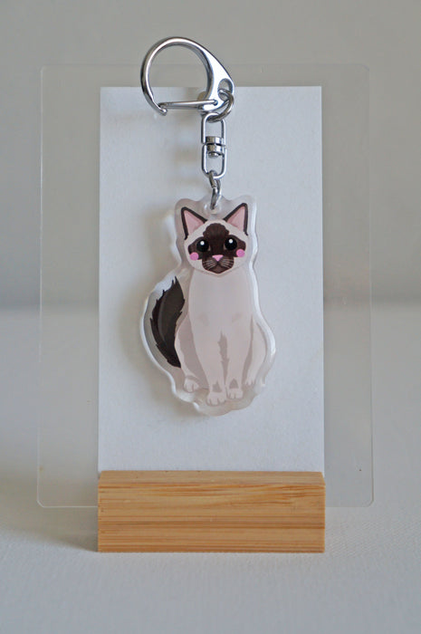 Siamese Cat Epoxy Keychain