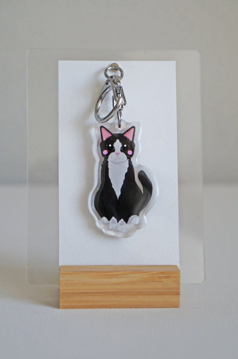 Tuxedo Cat Epoxy Keychain