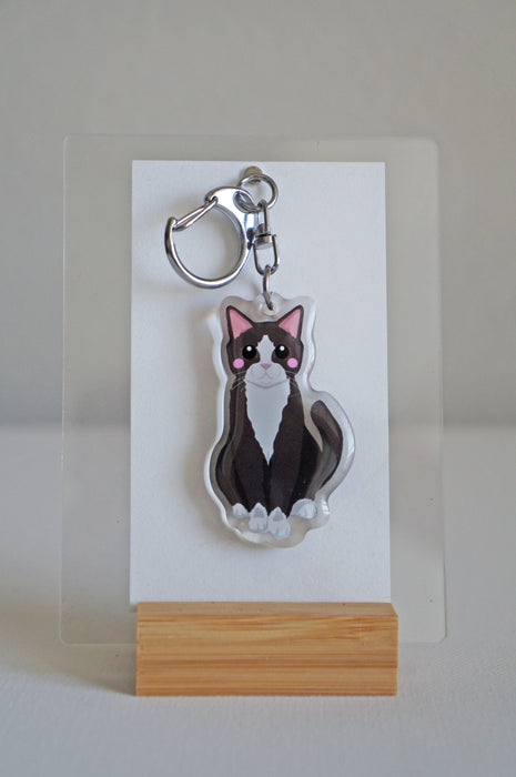 Tuxedo Cat Epoxy Keychain