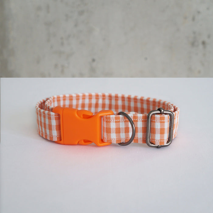 Orange Plaid Dog Collar