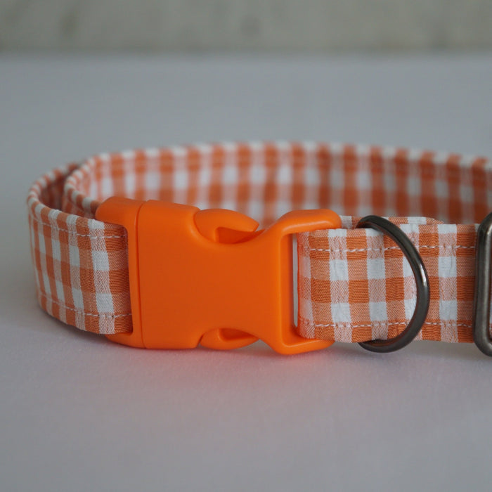 Orange Plaid Dog Collar