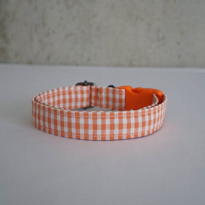 Orange Plaid Dog Collar