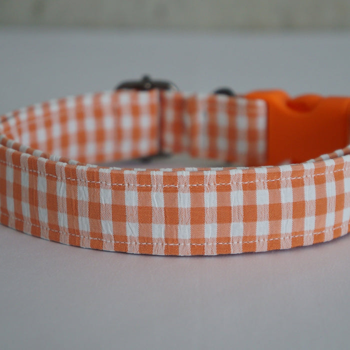 Orange Plaid Dog Collar