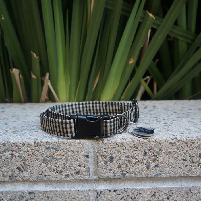 Black Plaid Dog Collar