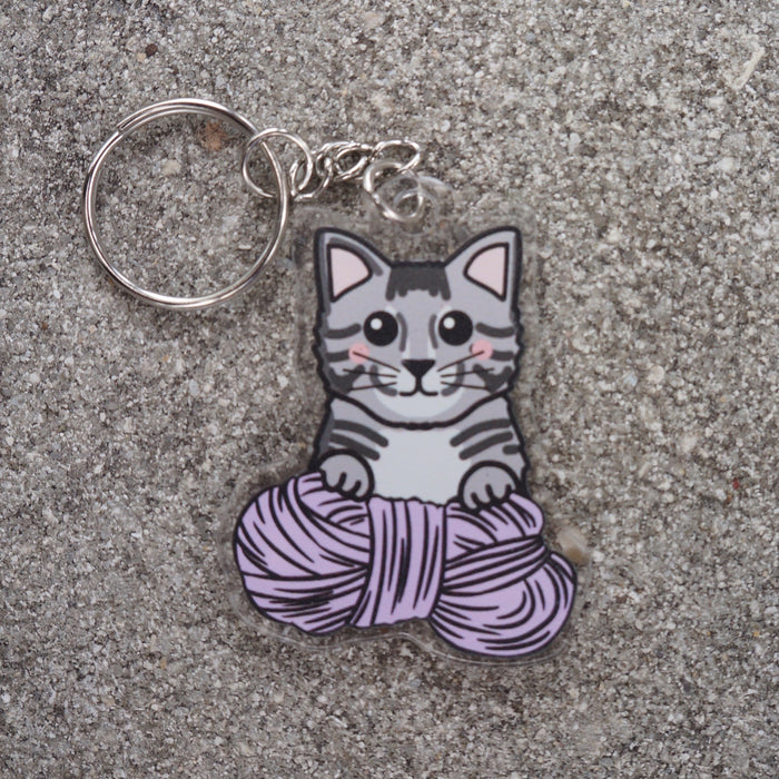 Dark Gray Kitty Keychain